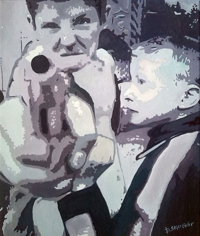 goons_2, oil on canvas 50x60 Piotr Smogór, fot. William Klein