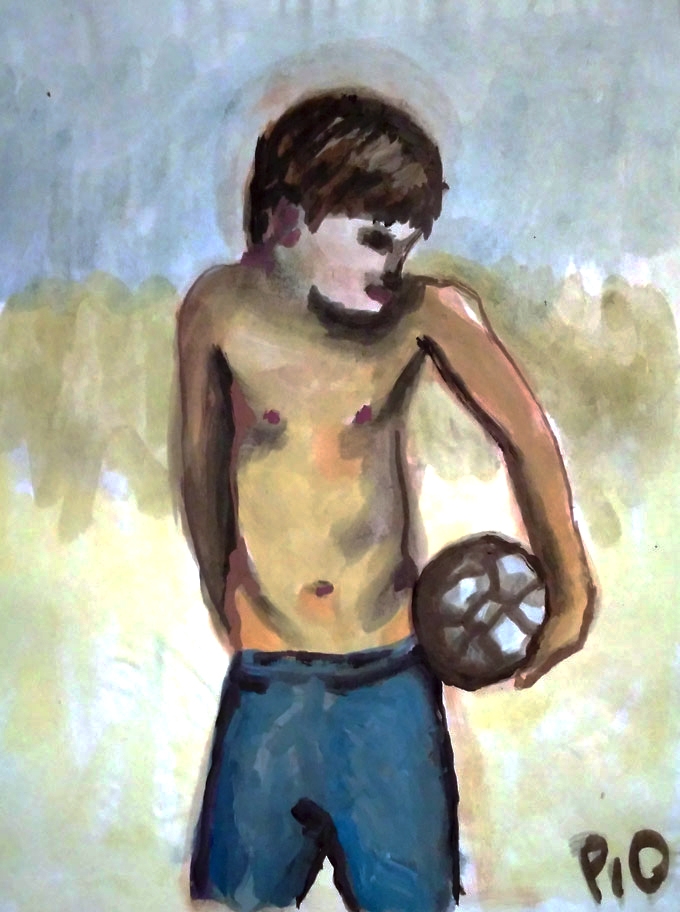 Chłopak z piłką, gwasz, 2008