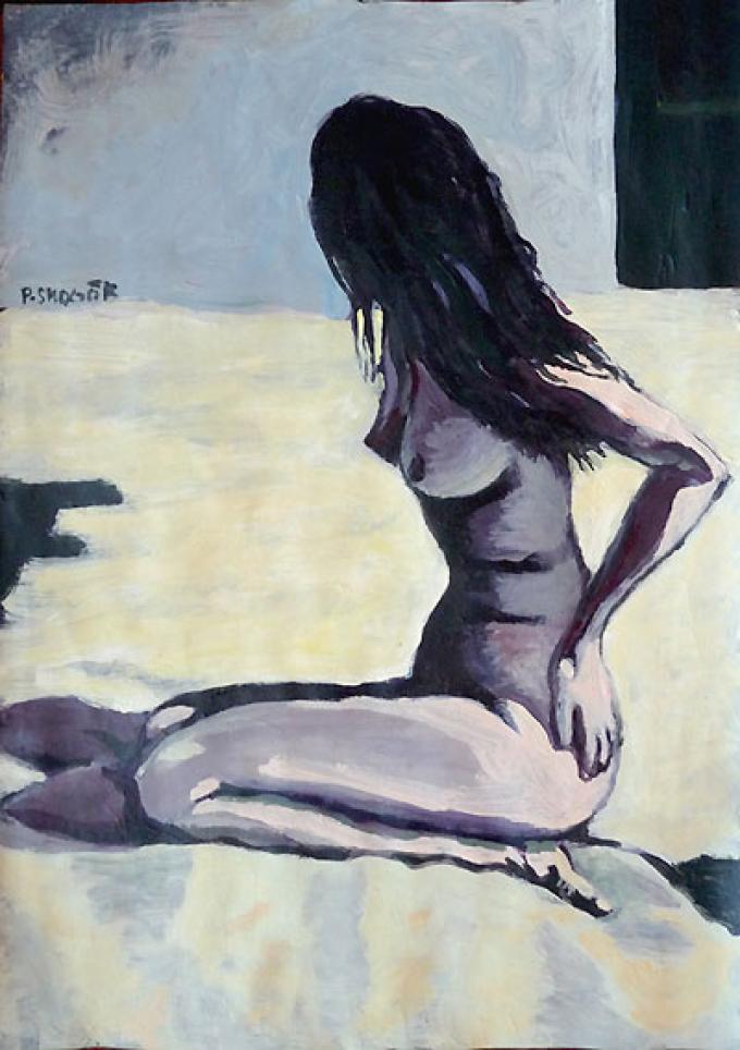 Kobieta na pustyni, akryl na papierze, sierpień 2010, Kłodzko