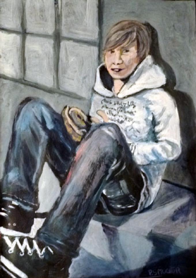Bejsbolista, akryl na papierze, 25.12.2009, Kłodzko