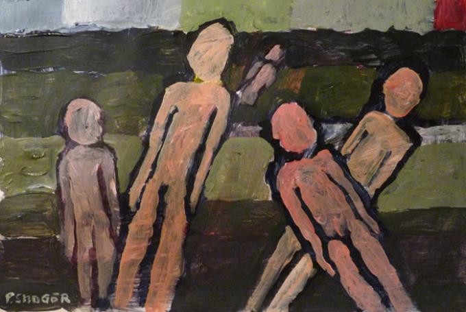 słupy, akryl na papierze 35x22cm, 15.11.2012 Wrocław