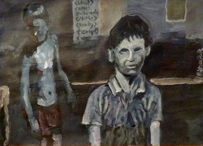 Idish, akryl na papierze, 42x29, 18.12.2009, Wrocław