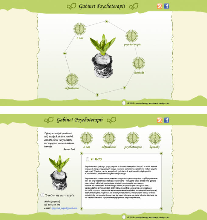 Gabinet Psychoterapii, wersja nr 2, layout strony www