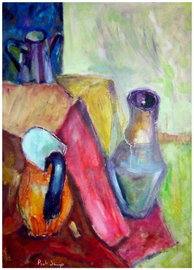 Martwa natura z wazonem, olej na kartonie, 1998