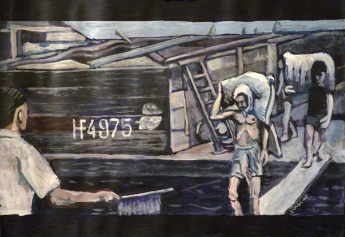 Robotnicy, akryl na papierze, lipiec 2010, Wrocław