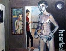 Strapienie,akryl na  płótnie 100x100cm, 2008-2010 (Przemalunek tła) Kłodzko
