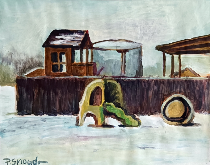 podwórko zimą - Piotr Smogór